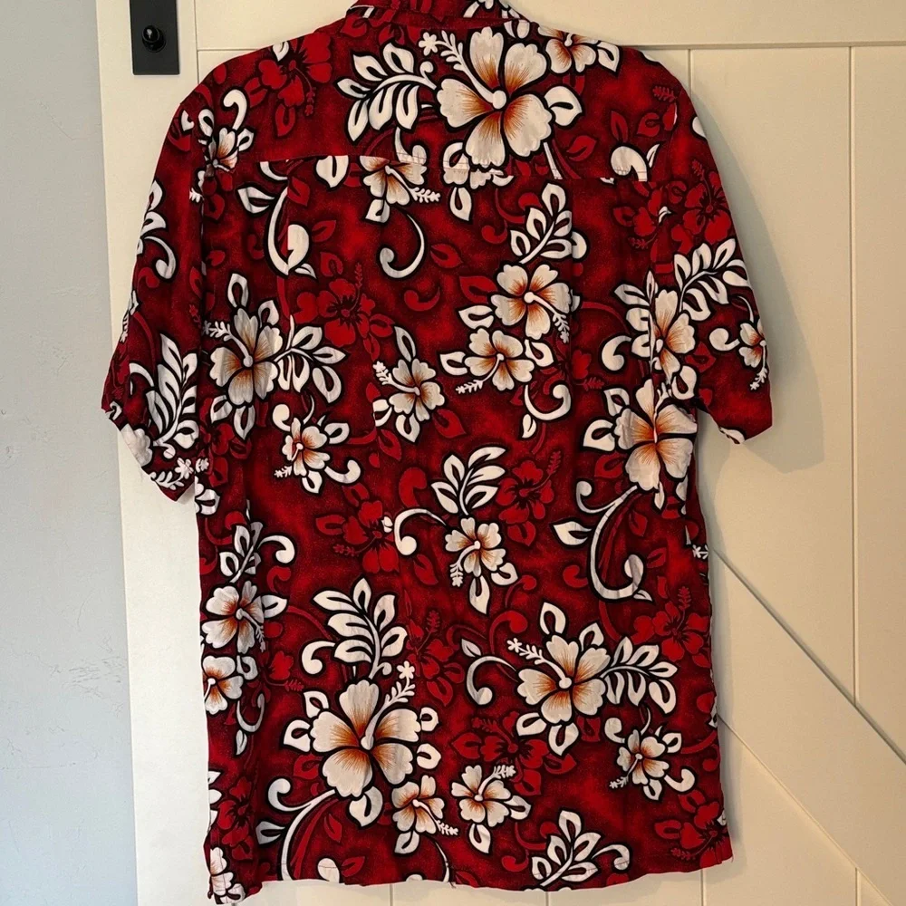 Squish Wear Tropical Red Floral Men's Shirt Size Large - Picture 5 of 8